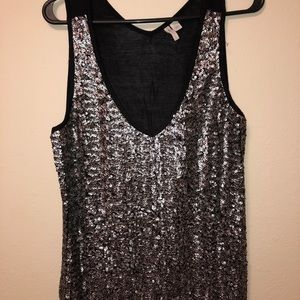 Ladies Black/Silver sequined tank